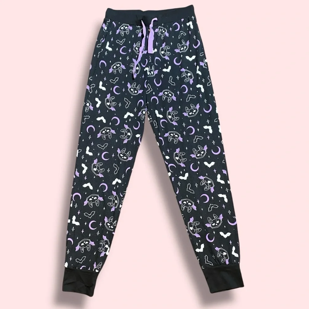 Killstar Batty Black Purple Moon AOP Jogger Lounge Pajama Pants Size Small - Picture 2 of 7